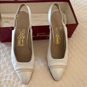Salvatore Ferragamo Women's White Slingback Shoes